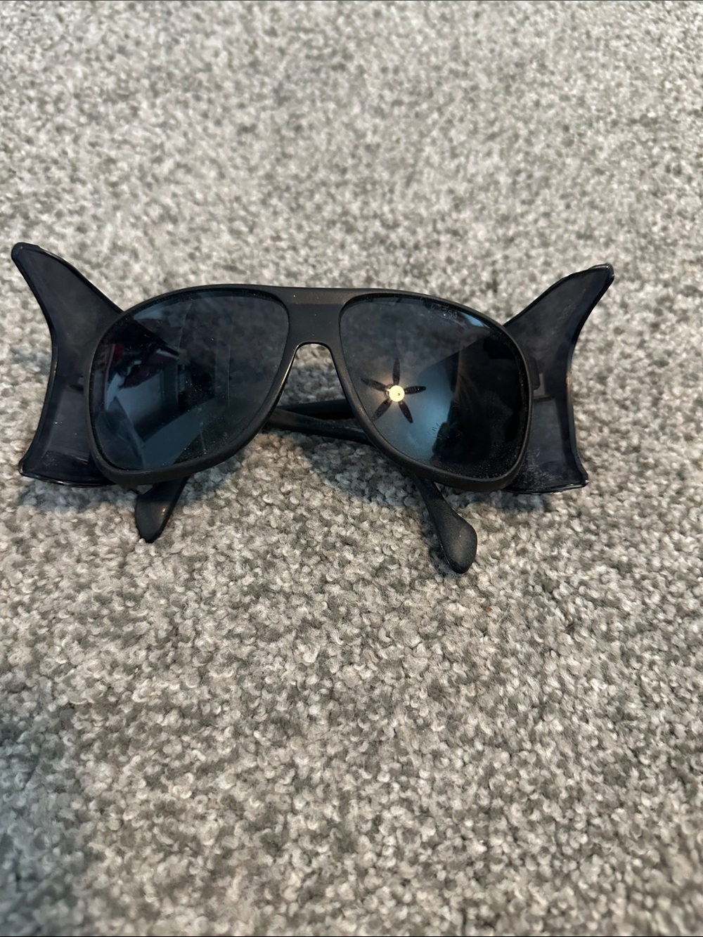 Black Aviator Sunglasses with Playful Side Wings